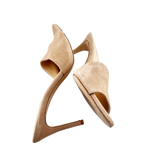 L'Agence Womens Lolita Suede Open Toe Mules EU39 Tan Stiletto Heel Pointed Toe - Picture 5 of 12